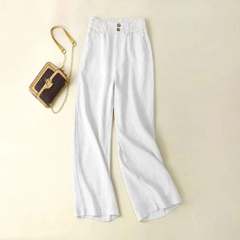 Linen Wide-leg Pants Female High Waist Drooping