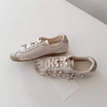 French Velvet Sweet Casual Shoes, Lace Round Toe Flats Sneakers