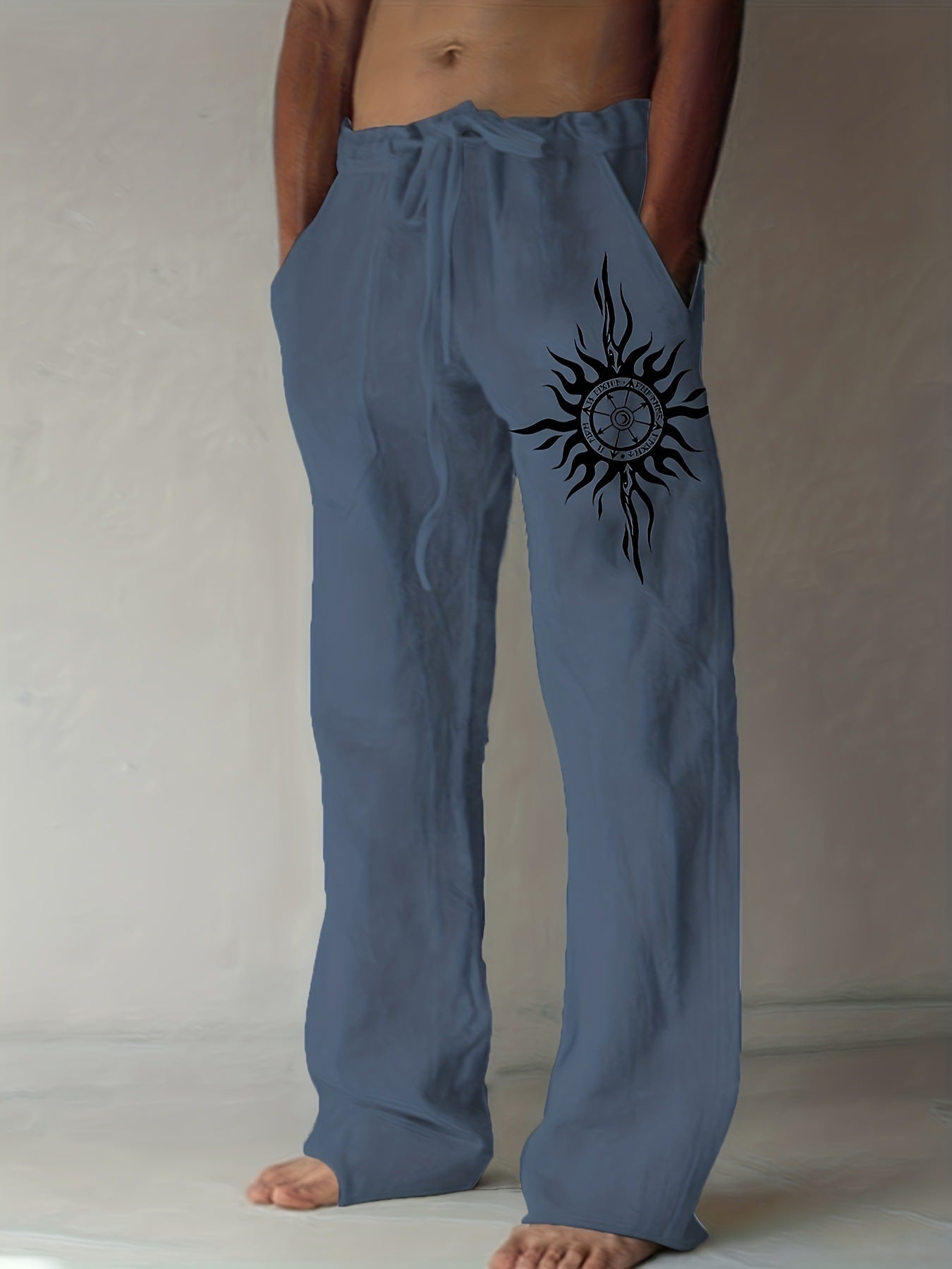 Comfortable Everyday Loose-Fit Mens Wide-Leg Trousers