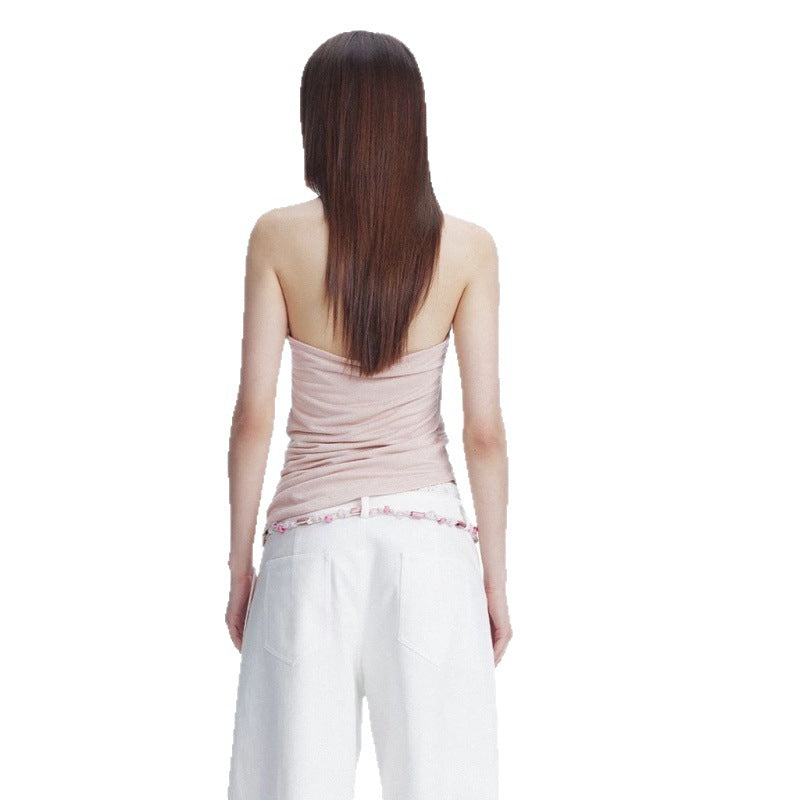 Women's Fashionable Sexy Glittery Knitted Halterneck Tank Top