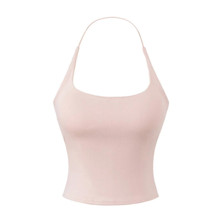 New European And American-style Chic Solid-color Backless Top For Bold Stylish Looks