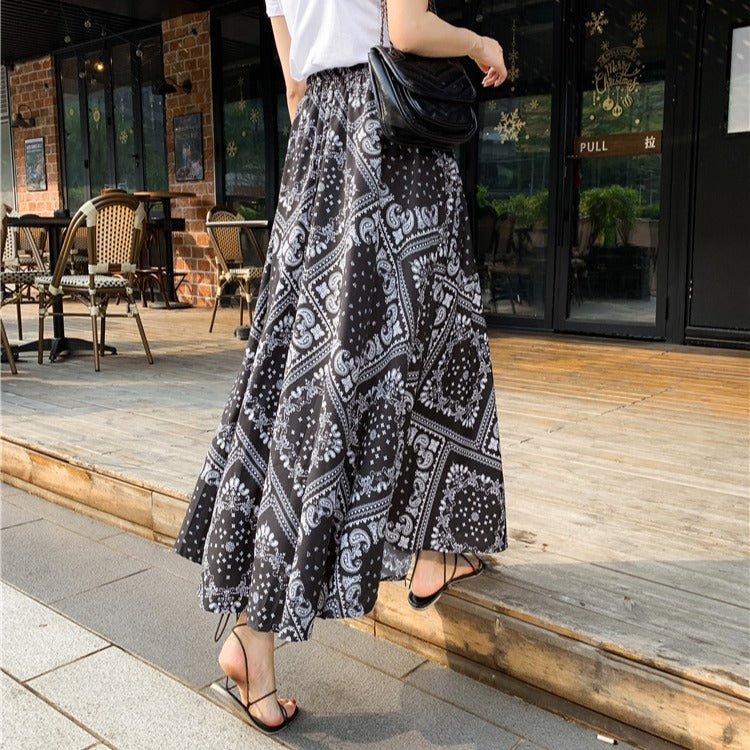 Retro Fashion Ethnic Characteristic Big Swing A-line Skirt
