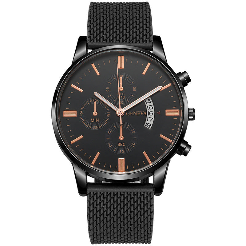 Mens Watch Fake Three-Subdial Six Hands Calendar Casual Fashionable Business Quartz