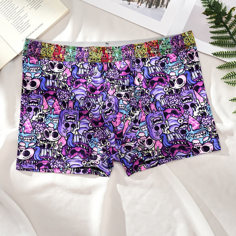 Men's Printed Skull Breathable Boxer Shorts