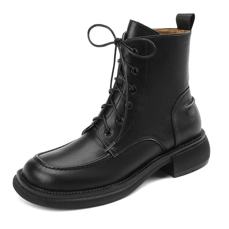 Shoes Big Toe Low Heel Martin British Lace-up Ankle Boots Single-layer Boots