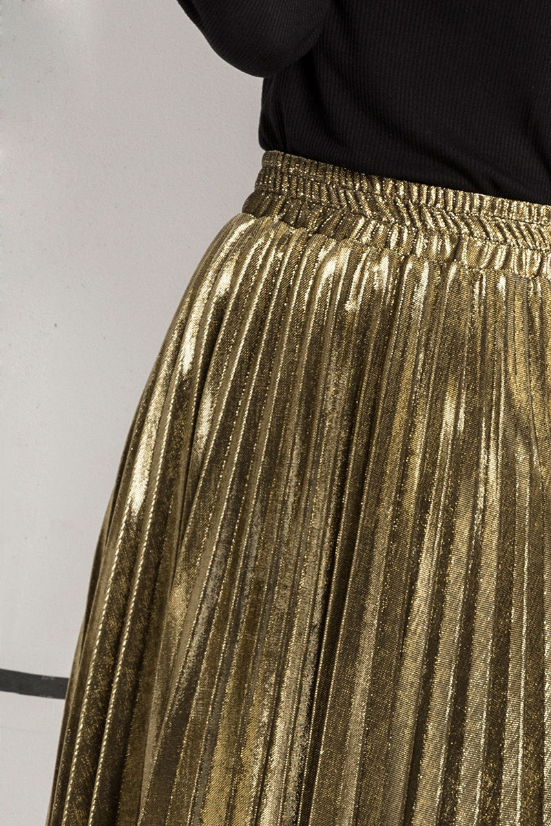 Women's Solid Color High Waist Large Pleated Skirt