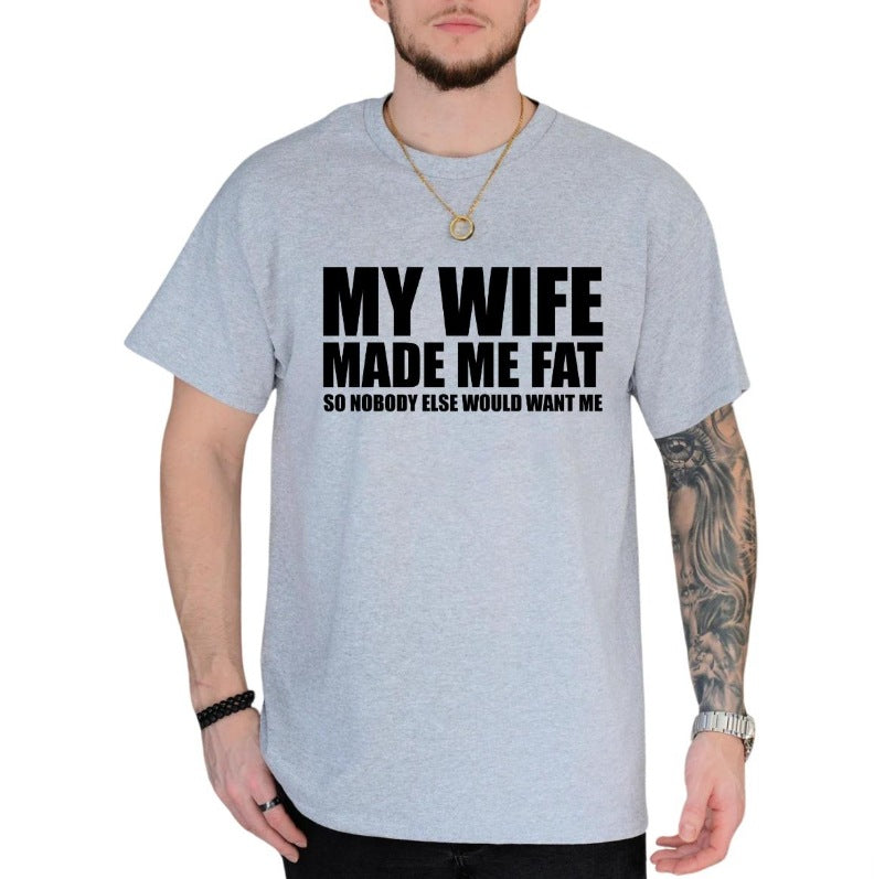 Men's Creative English Letter Print T-Shirt