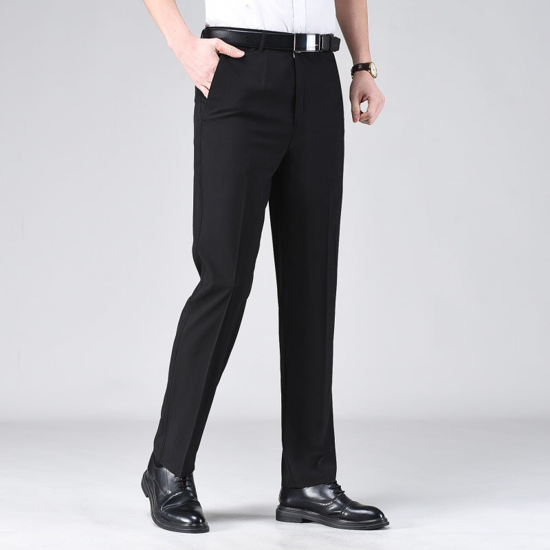 Mens Casual Solid-color Loose Straight-leg Pants
