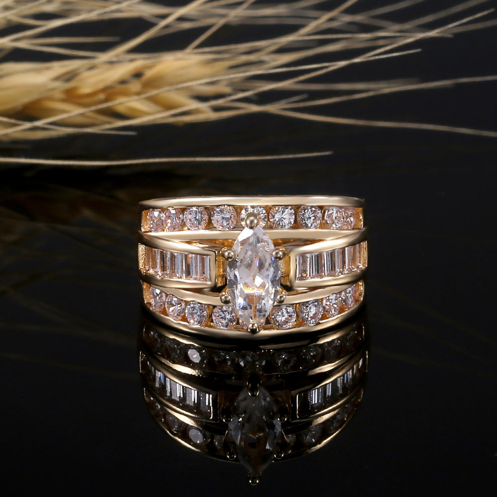 Copper Inlaid With Zircon Ladies Ring