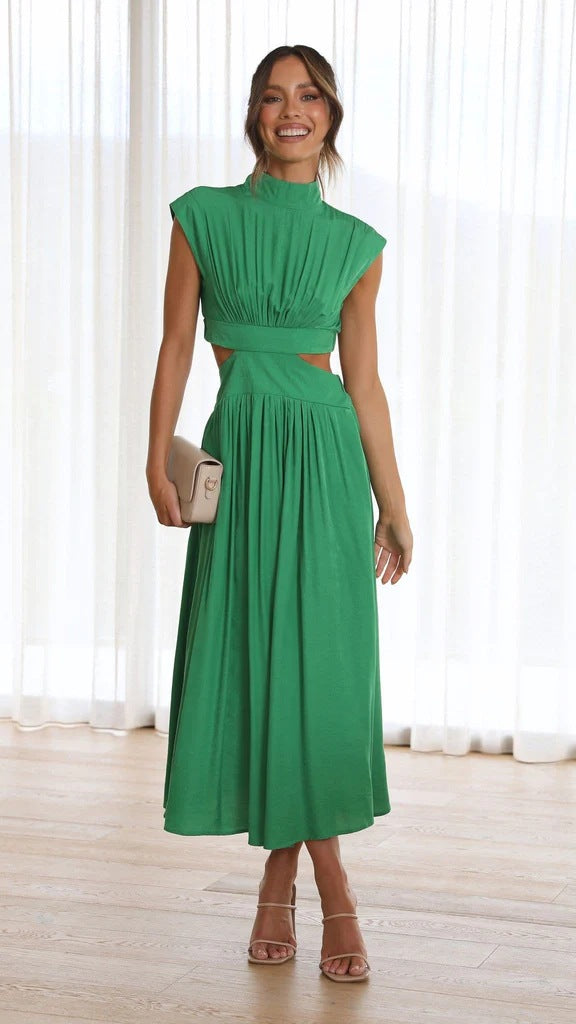Solid Color Sleeveless Dress Summer Casual Fit A-Line Dresses Women's Clothing