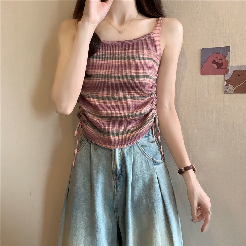 Women's Fashionable Slim-Fit Striped Knitted Camisole
