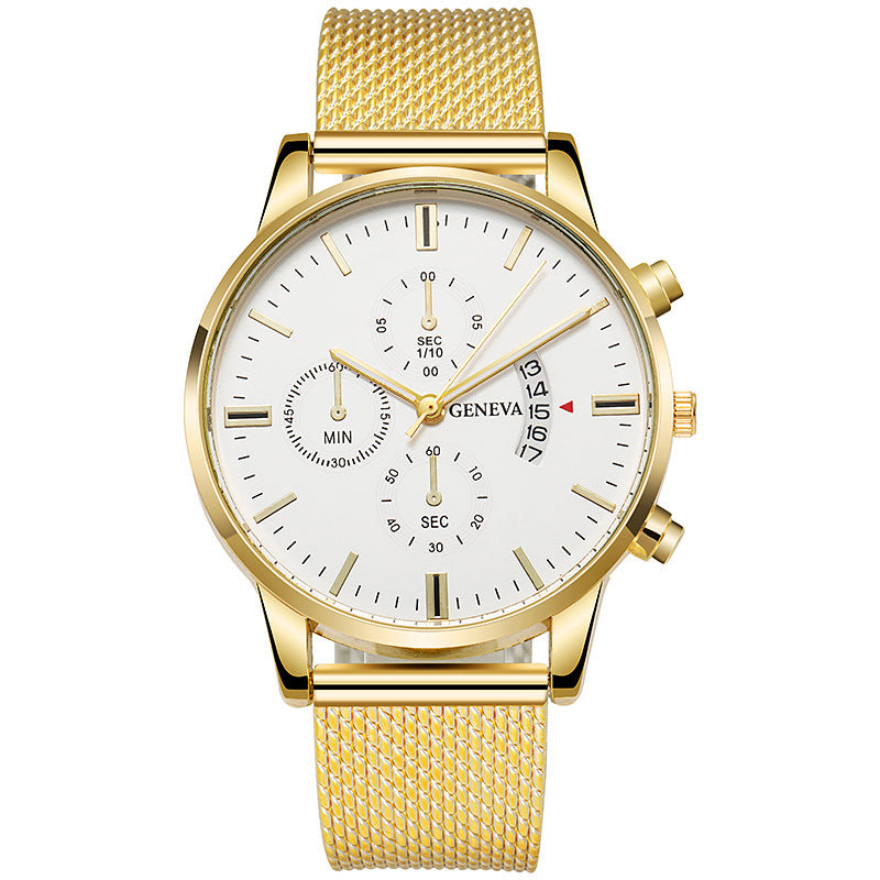 Mens Watch Fake Three-Subdial Six Hands Calendar Casual Fashionable Business Quartz