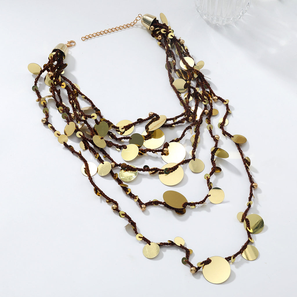 Round Handwoven Summer Beach-Style Necklace