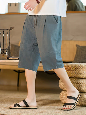 Summer Linen Capri Pants Men's Ice Silk