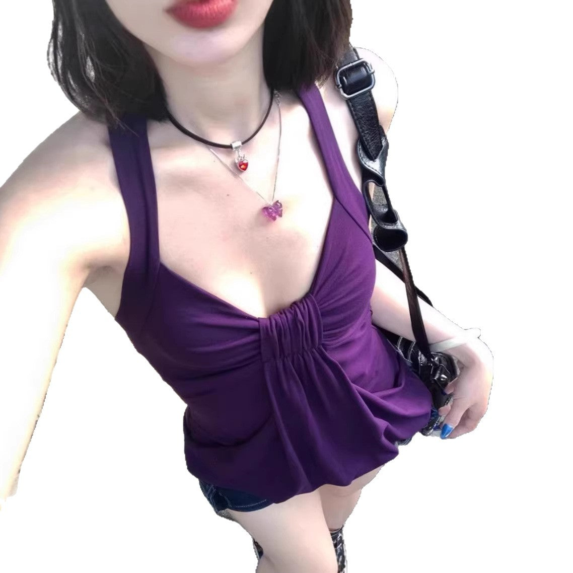 American-style Pure Seductive Sexy V-Neck Knotted Camisole For Women