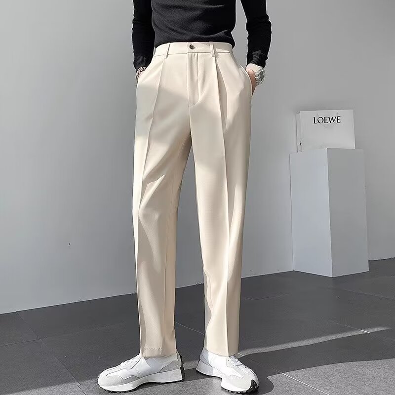 Mens Stylish Casual Straight-leg Versatile Suit Pants