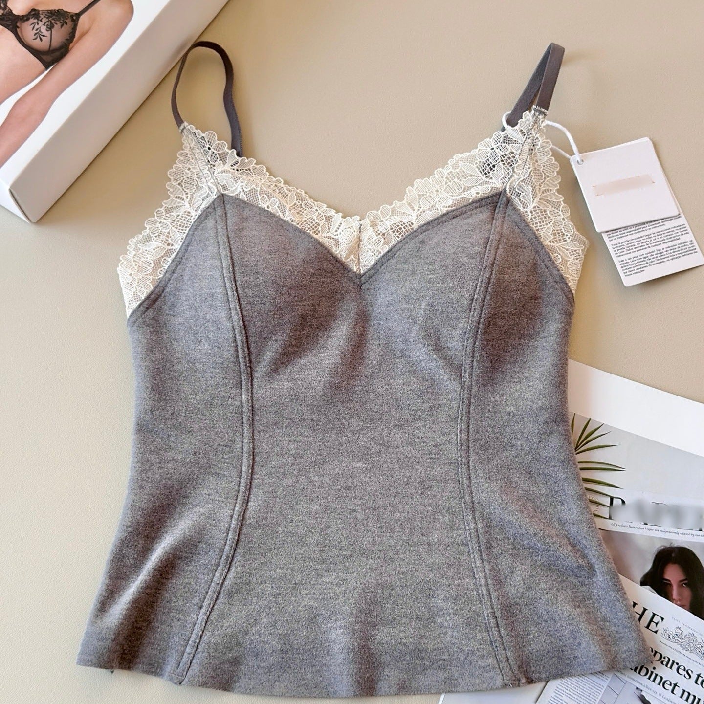 Thickened Lace Sexy One-Piece Lingerie Beautiful Back French-style Sexy V-neck