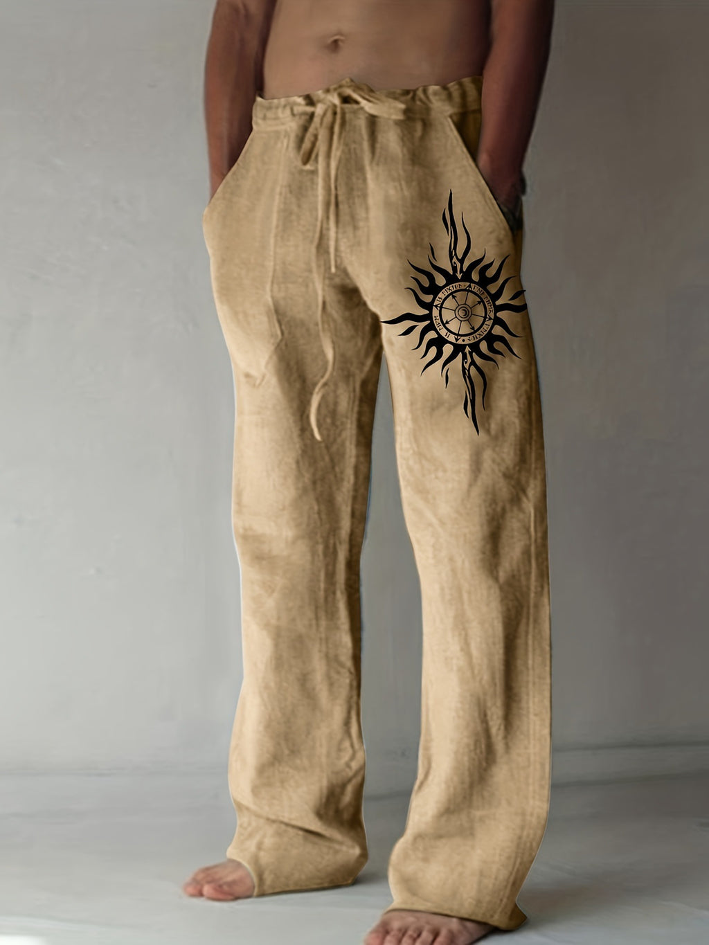Comfortable Everyday Loose-Fit Mens Wide-Leg Trousers