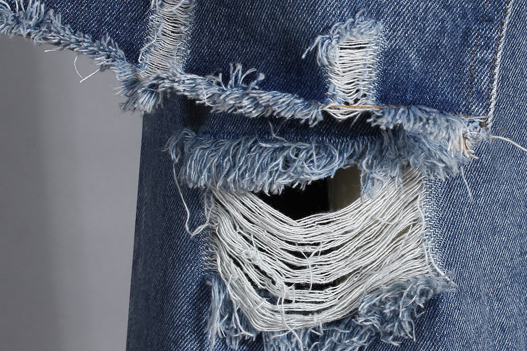 Casual Faux Two-piece Ripped Jeans