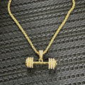 Euro-American Full-Crystal Hip-Hop Pendant Dumbbell Necklace Statement Jewelry