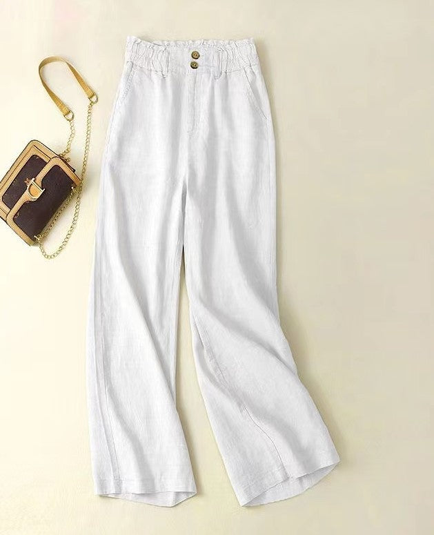 Linen Wide-leg Pants Female High Waist Drooping