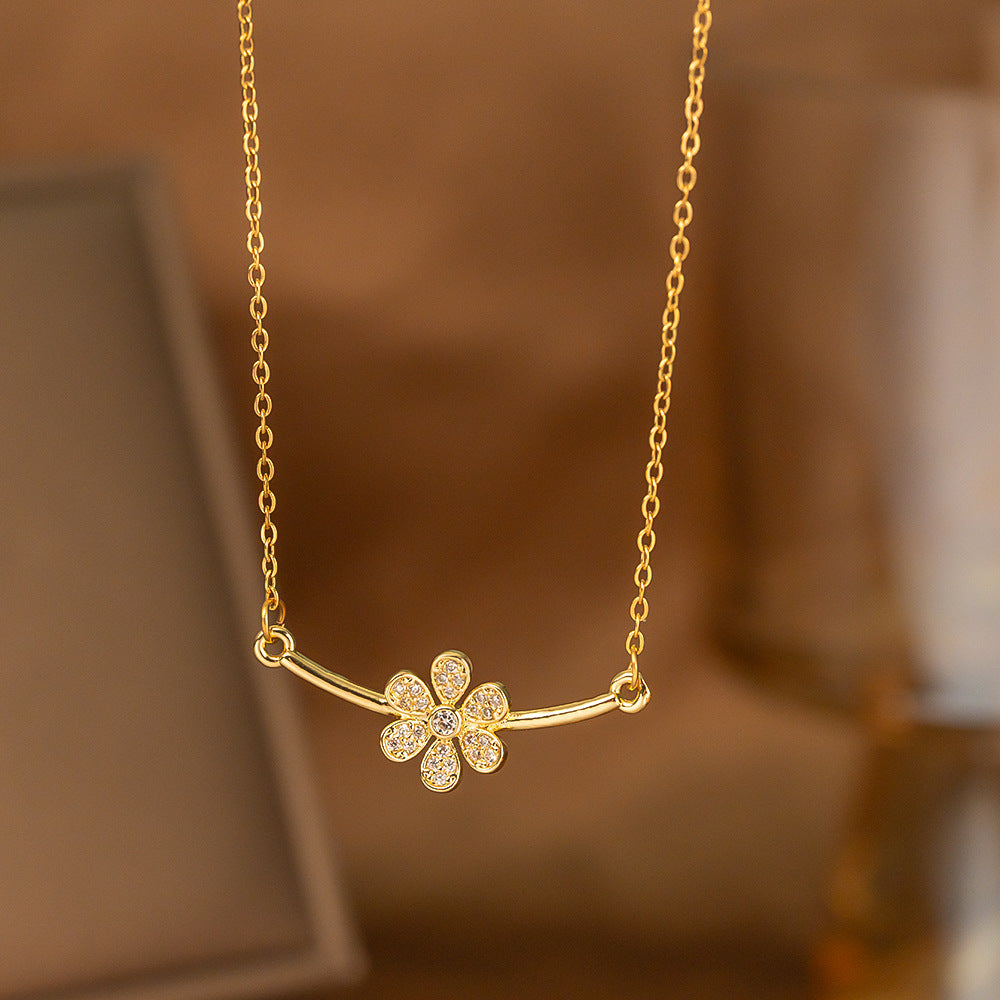 Fashionable Minimalist Internet-celebrity-style Versatile Single-diamond Pendant Necklace