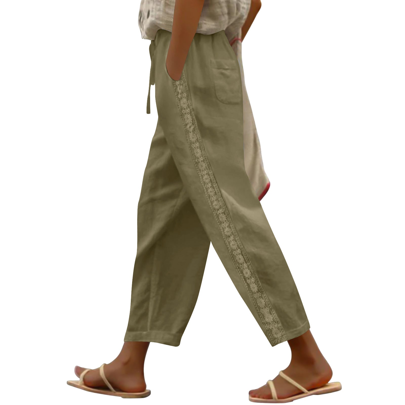 Womens Casual Pants Wide-leg Loose Fit