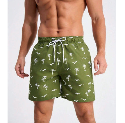 Mens Printed Beach Hawaiian Casual Shorts