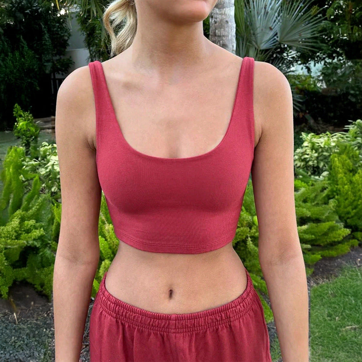 Solid-color Strap Vest Top For Women
