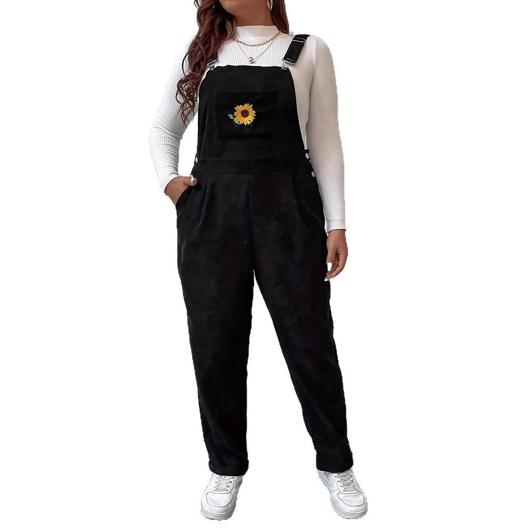 Sunflower Corduroy Suspender Pants European And American Style