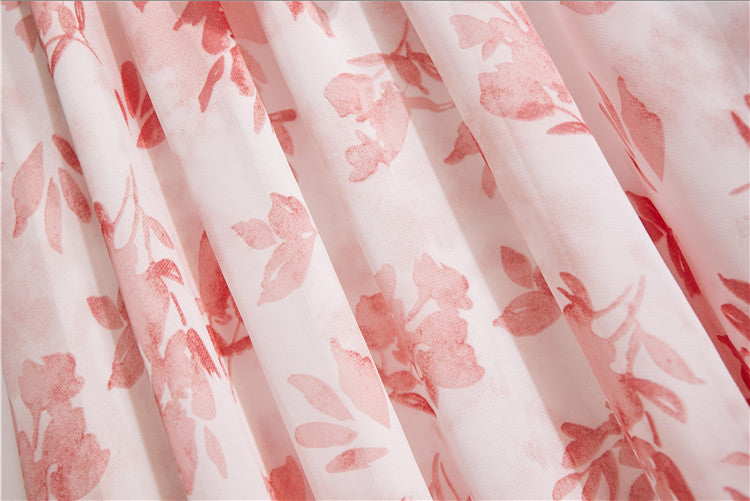 Chiffon Floral High Waist Big Swing Bohemian Travel Holiday Skirt