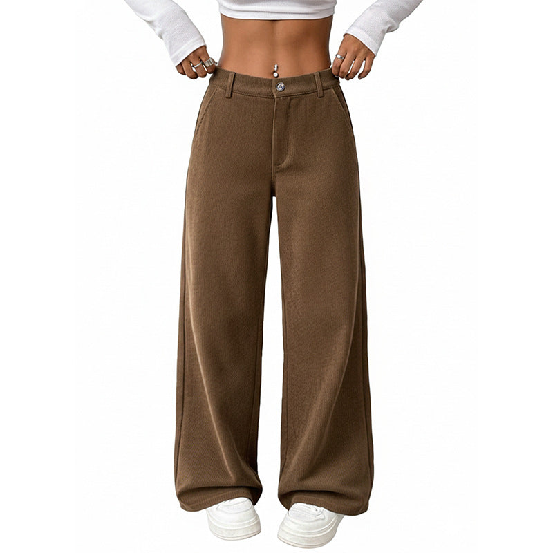 Women's Wide-leg Casual Straight-leg Corduroy Trousers