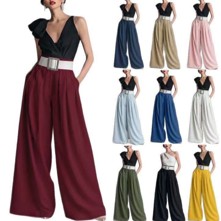 Fashionable Versatile High-waisted Loose-fitting Solid-color Casual Pants