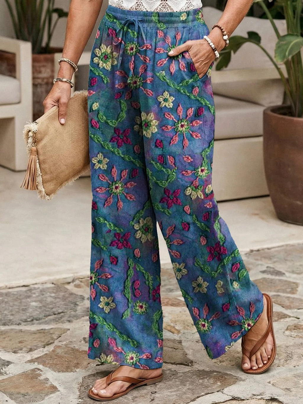 Best-Selling Loose Casual Fashionable Wide-Leg Pants With Digital Print