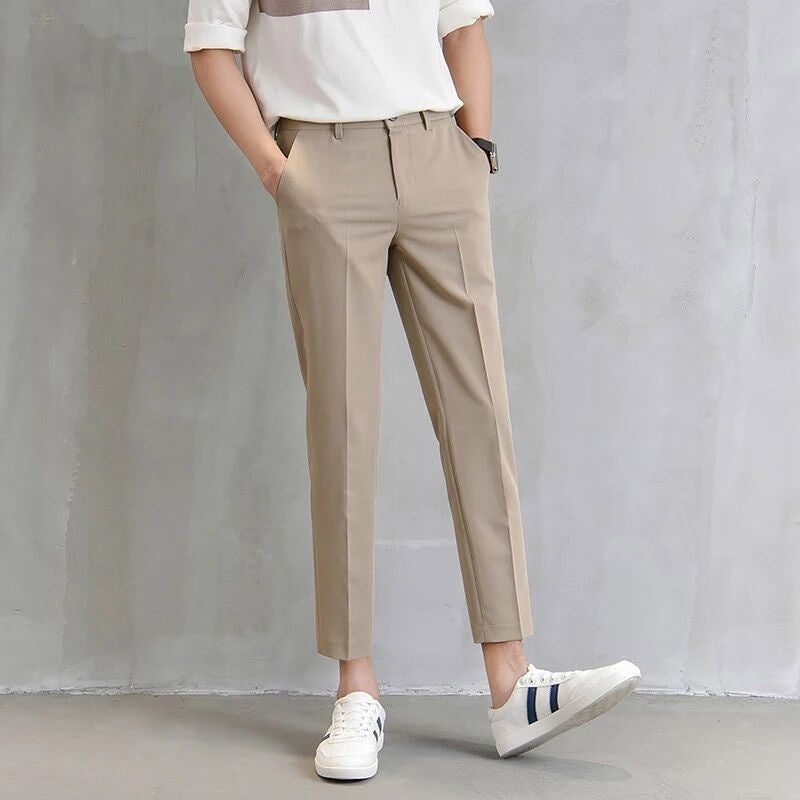 Cropped Suit Pants For Men Slim-fit With A Tapered Leg