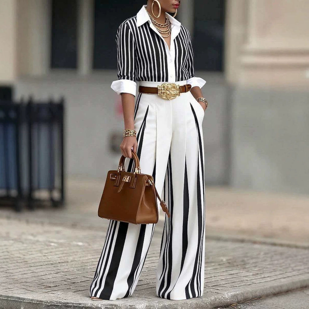 European And American Spring Polyester Fiber Straight-Leg Trousers