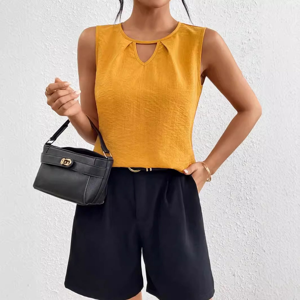 Women's Solid Color Sleeveless V-neck Creative Top
