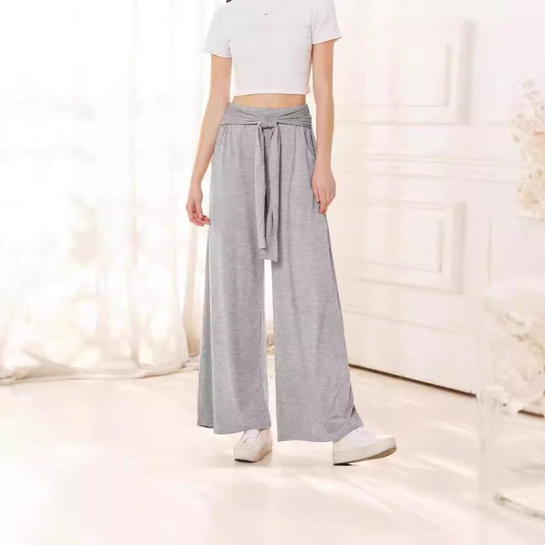Women's Draped Lace-Up Wide Leg Pants  Soft Comfortable Casual Yoga Trousers For Autumn Winter