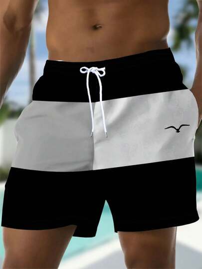 Printed Drawstring Waist Diagonal Pocket Casual Pants