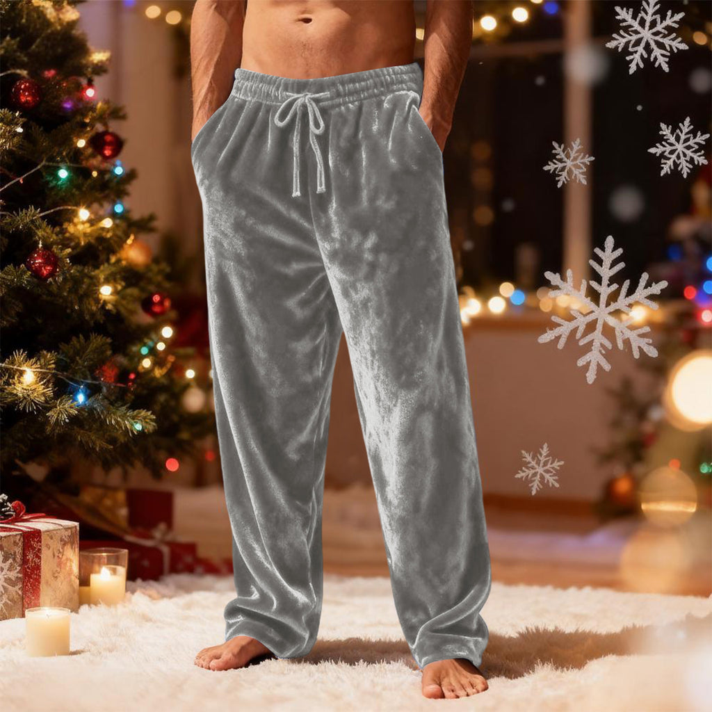 Men's Velvet Casual Pants Loose-Fit Home Leisure Style