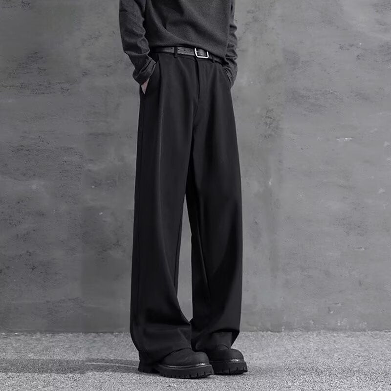 Summer Ice Silk Casual Pants American-Style High-Waist Suit Trousers