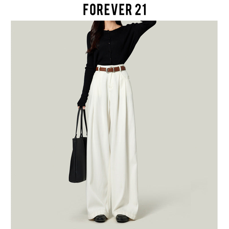 Coffee-colored Wide-leg Casual Jeans For Women