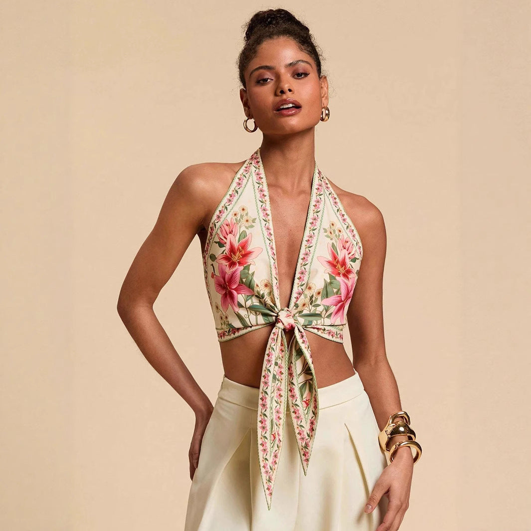 Women's Fashion Casual Backless Printed Camisole
