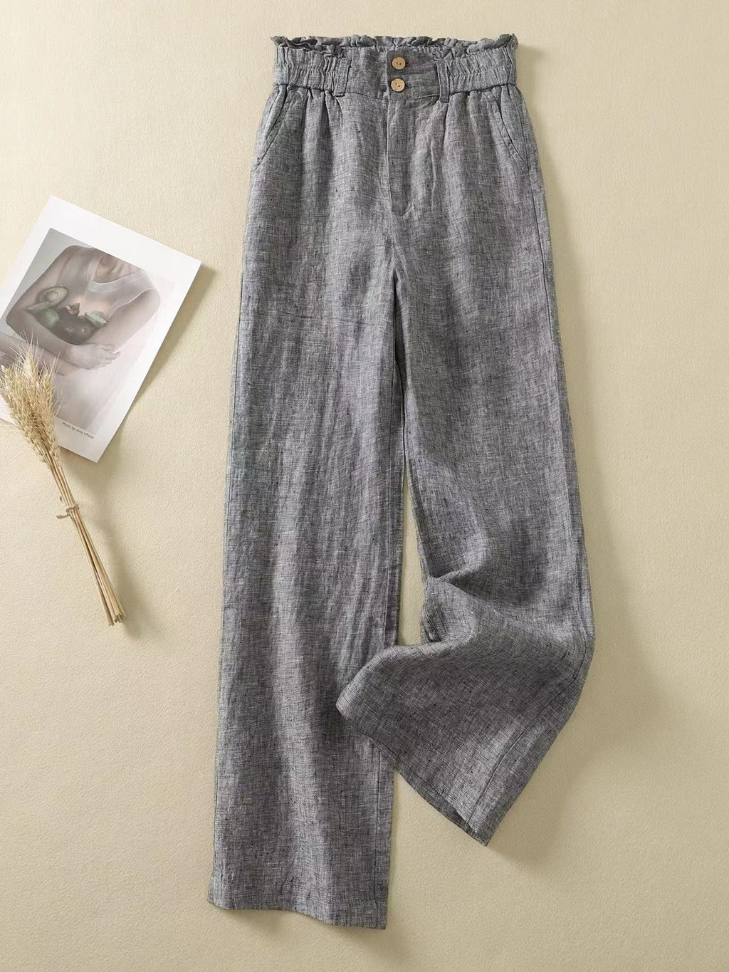 Linen Wide-leg Pants Female High Waist Drooping
