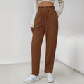 Women's Casual Elastic Waist Corduroy Straight-leg Pants
