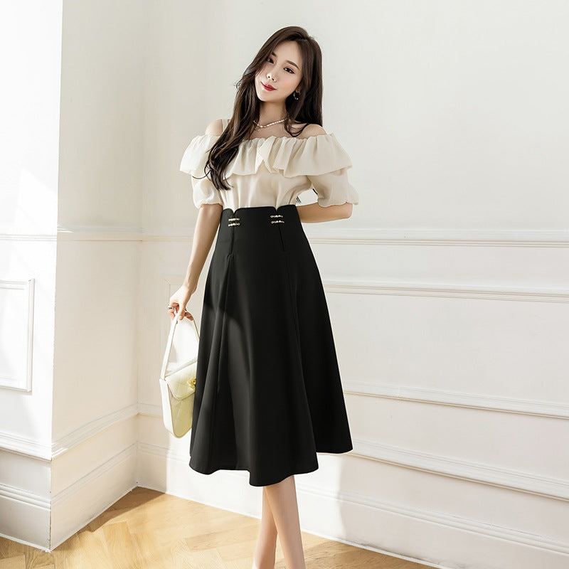Women's Mid Length High Waist Slim Fit Dress