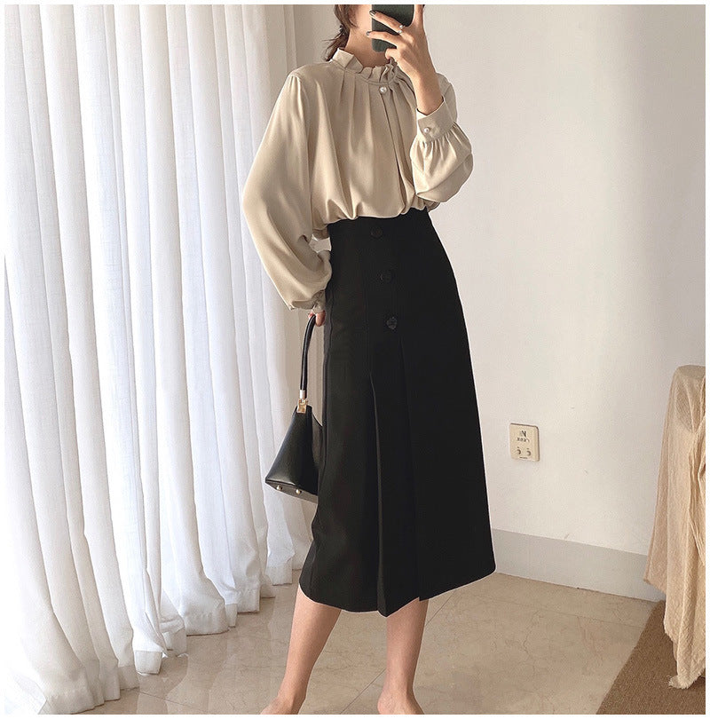 Femininity High Waist Women's Light Luxury Skirt Hip