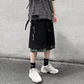 Hong Kong Style Breasted Shorts Men''s Hip Hop Cashew Flower Stitching Loose Fashion