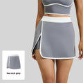 Linear Anti-exposure Built-in Pocket Fitness Yoga Fake Two-piece Skirts