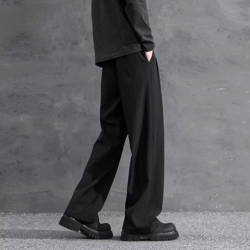 Summer Ice Silk Casual Pants American-Style High-Waist Suit Trousers